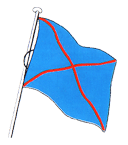 drapeau bleu à doubles diagonales rouges