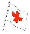 drapeau à croix rouge et blanc