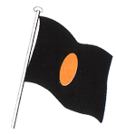 drapeau noir à disque orange