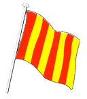 drapeau jaune à bandes rouges